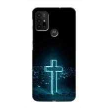 Чехол для Motorola MOTO G30 (AlphaPrint) - (Христианские) (Крест и город)