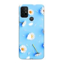 Чехол с Цветами для Motorola MOTO G30 (ромашки на голубом)