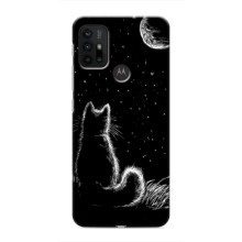 Чохол з принтом для Motorola MOTO G30 (AlphaPrint) Модні коти (Котик і місяць)