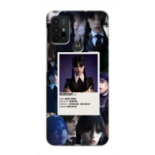 Чехлы Венсдей на Motorola MOTO G30 Уэнсдей (AlphaPrint) (коллаж Уэнздей)