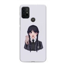 Чехлы Венсдей на Motorola MOTO G30 Уэнсдей (AlphaPrint) (Уэнздей и Вещь)