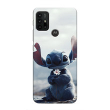 Чехол с рисунком Стич для Motorola MOTO G30 – Стич с цветочком