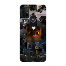 Чехол как приручить дракона на Motorola MOTO G30 – Дракон коллаж