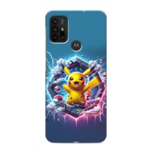 Чехол с Пикачу на Motorola MOTO G30 (Лого Пикачу)