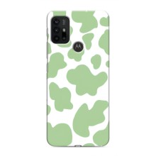 Чехол с принтом коровы на Мото G30 (Зеленый принт)