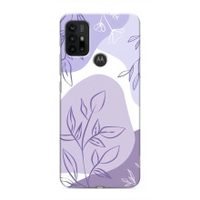 Силиконовый чехол с принтом в цветах на Motorola MOTO G30 – Фиолетовый дизайн