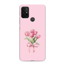 Чехол с розовым рисунком для Motorola MOTO G30 (Букет цветов)