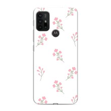 Чехол с розовым рисунком для Motorola MOTO G30 (Розовые цветы)