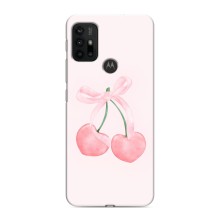 Чехол с розовым рисунком для Motorola MOTO G30 (Розовые вишни)