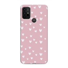 Чехол с розовым рисунком для Motorola MOTO G30 (Сердечки на розовом)