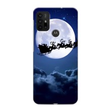 Новогодние Чехлы для Мото G30 (VPrint) (Санта - луна)