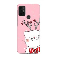 Новогодние Чехлы для Мото G30 (VPrint) (Зимний кот)