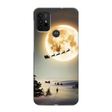 Новогодние, Праздничные Чехлы для Motorola MOTO G30 - 2024 год (Санта на луне)
