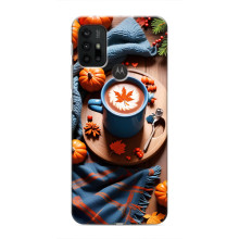 Чехол с уникальным дизайном «Осень с кофе» для Motorola MOTO G30 – Кофе и тыквы