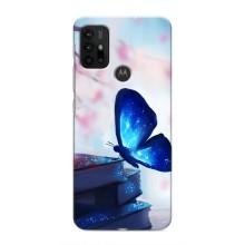 Силиконовый бампер с картинкой животных для Motorola MOTO G30 (Бабочка синяя)