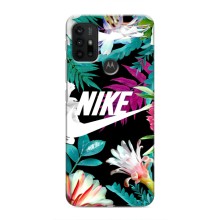 Силіконовый Чохол на Motorola MOTO G30 з картинкою НАЙК (Квітковий Nike)