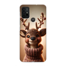 Яскравий чохол для Motorola MOTO G30 з Зимові Оленята – Олень в светрі