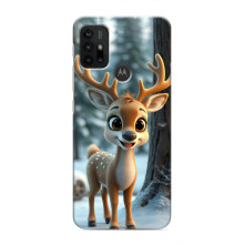 Яскравий чохол для Motorola MOTO G30 з Зимові Оленята – Оленятко в лісі