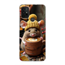 Печатный чехол «Зверята с кофе» для Motorola MOTO G30 – Медведь с кофе