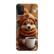 Печатный чехол «Зверята с кофе» для Motorola MOTO G30 – Песик с кофе
