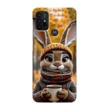Печатный чехол «Зверята с кофе» для Motorola MOTO G30 – Зайчик с кофе