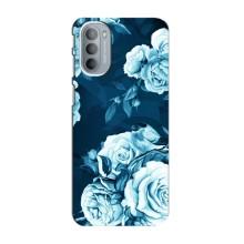 Чехлы (ART) Цветы на Motorola MOTO G31 (VPrint) (Голубые Бутоны)