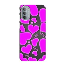 Чехлы для любимой на Мото G31 (VPrint) (Pink hearts)