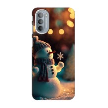 Чехлы на Новый Год Motorola MOTO G31 (Снеговик праздничный)