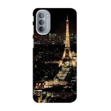 Чехол Эйфелева Башня для Motorola MOTO G31 - (AlphaPrint) (Ночной Париж)