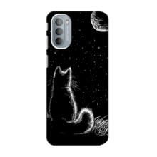 Чехол с принтом для Motorola MOTO G31 (AlphaPrint) Модные коты (Котик и луна)