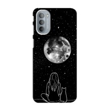 Чехол с рисунком кот на Motorola MOTO G31 (Девушка с котом)