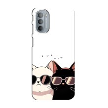 Чехол с рисунком кот на Motorola MOTO G31 (Коты в очках)
