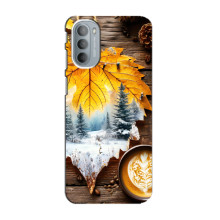 Чехол с уникальным дизайном «Осень с кофе» для Motorola MOTO G31 – Осенне-зимнее кофе
