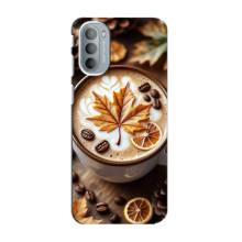 Чехол с уникальным дизайном «Осень с кофе» для Motorola MOTO G31 – Пряный кофе