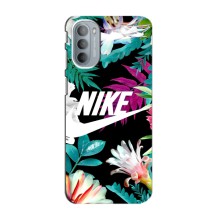 Силиконовый Чехол на Motorola MOTO G31 с картинкой Nike – Цветочный Nike