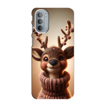 Яркий чехол для Motorola MOTO G31 с Зимними Оленятами – Олень в свитере