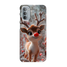 Яркий чехол для Motorola MOTO G31 с Зимними Оленятами