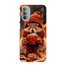 Печатный чехол «Зверята с кофе» для Motorola MOTO G31 – Белка с кофе