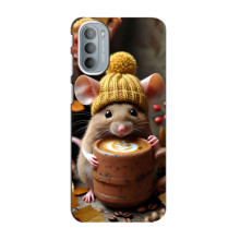 Печатный чехол «Зверята с кофе» для Motorola MOTO G31 – Медведь с кофе