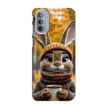 Печатный чехол «Зверята с кофе» для Motorola MOTO G31 – Зайчик с кофе
