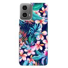 Чехол для МОТО Джи 34 - с принтом (Дизайнерские) (AlphaPrint) (Красочные цветы)