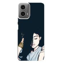 Чехол с печатью для Motorola MOTO G34 - (Мода) (AlphaPrint) (Красивая девочка)