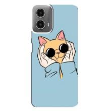 Чохол на Моторола МОТО G34 з Котиками (VPrint) (Котик в окулярах)