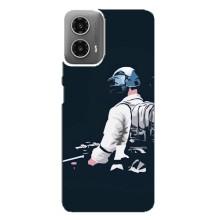 Силиконовый чехол с картинкой "Герой Pubg" на Motorola MOTO G34 – В экиперовке