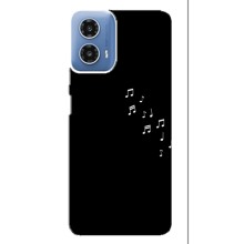 Чехол с картинками на черном фоне для Motorola MOTO G34 – Ноты