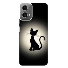 Чохол з принтом для Motorola MOTO G34 (AlphaPrint) Модні коти (Силует котика)