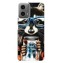 Чохол з принтом для Моторола МОТО G34 - (Прикольні) (AlphaPrint) (Єнот з банкою)