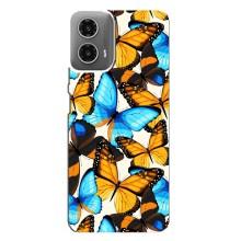 Чохол з принтом для Моторола МОТО G34 - (Прикольні) (AlphaPrint) (Яскраві метелики)