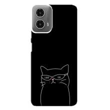 Чехол с рисунком кот на Motorola MOTO G34 – Равнодушный кот