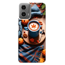 Чехол с уникальным дизайном «Осень с кофе» для Motorola MOTO G34 – Кофе и тыквы